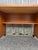 Brown Danish Modern Teak Writing Desk With Finished Back on Castor Wheels For Sale - Image 8 of 13