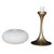 1980s Brass Tulip Base Table Lamps With Opalescent Ribbed Art Glass Shade - a Pair For Sale - Image 4 of 7