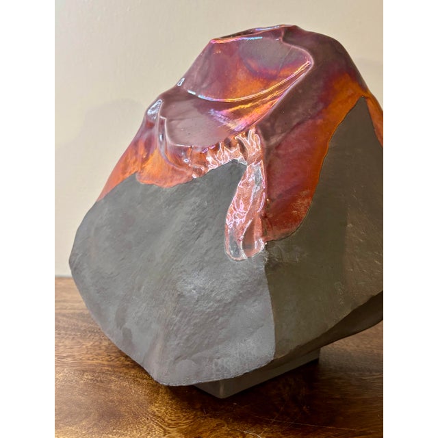 Ceramic Vintage 1960s Tony Evans Raku Studio Pottery Vase, Abstract Form For Sale - Image 7 of 10