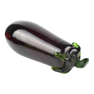 Vintage Mid 20th Century Handblown Glass Eggplant Figurine Model For Sale