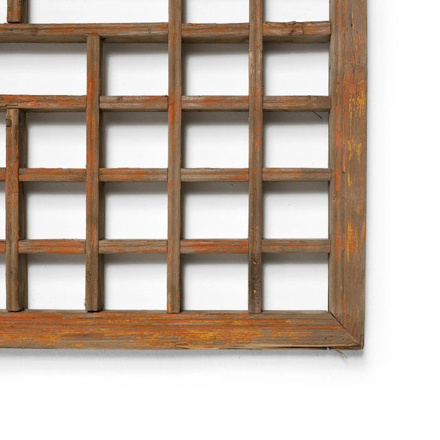 Asian Chinese Diamond Lattice Window Panel, circa 1900 For Sale - Image 3 of 4