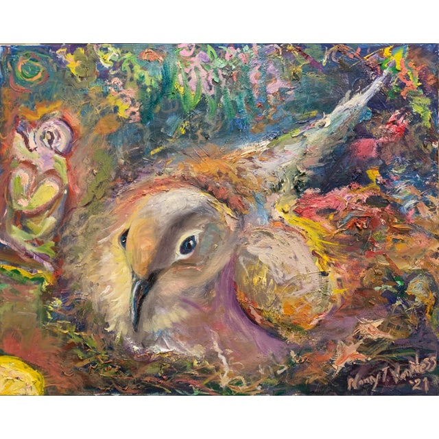 2020s "My Nest". Contemporary, Abstract, Oil Painting, Bird Art For Sale - Image 5 of 7