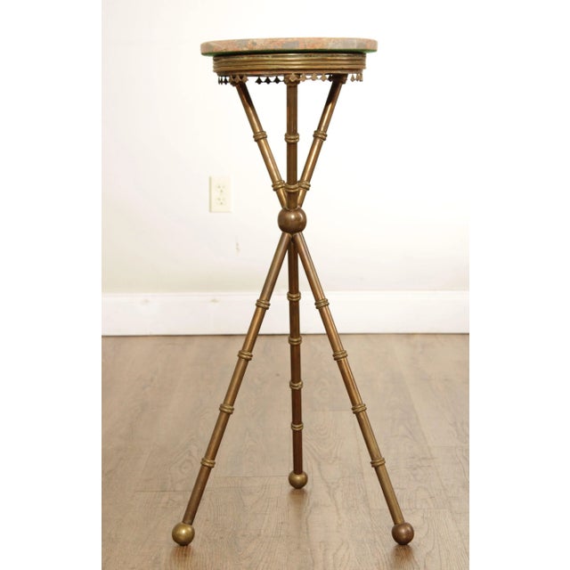 Antique Victorian Marble Top Brass Pedestal Stand For Sale - Image 4 of 13