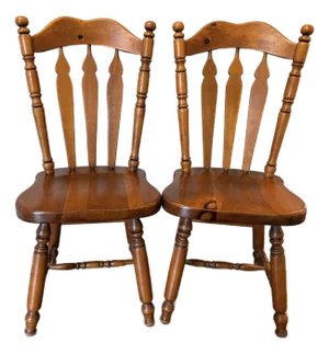 Pair of 1949 Cushman Colonial Creations Solid Maple Early American Side Chairs