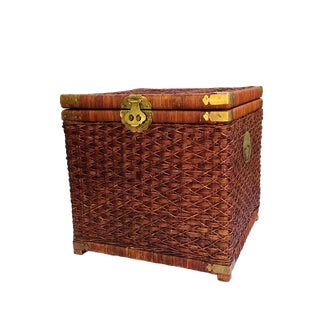Vintage Rattan Trunk For Sale