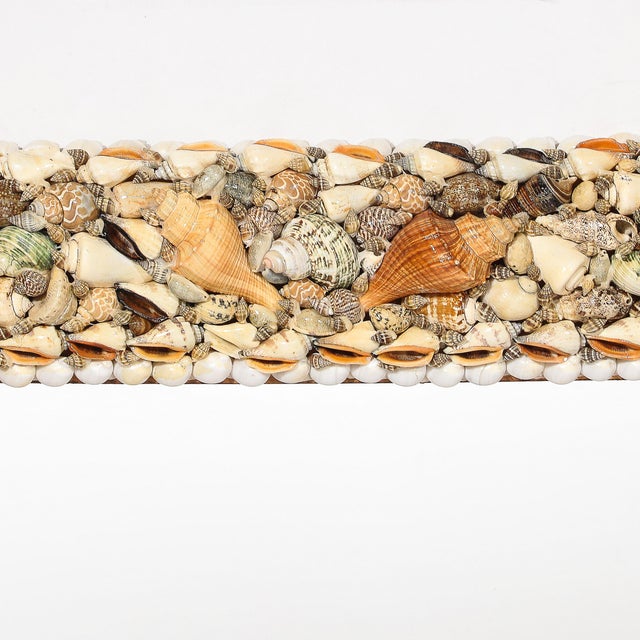 Beige Mid-Century Tessellated Seashell Border Mirror in the Manner of Karl Springer For Sale - Image 8 of 12