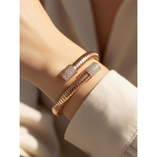 Pave Setting Zirconia Bypass Wrap Around Bracelet Crafted in 925 Silver by Carat&her For Sale - Image 4 of 10