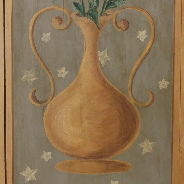 Pair of Antique Wood Decorative Painted Panels For Sale - Image 4 of 7