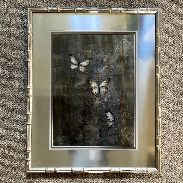 Vintage Mona Royer Butterflies Watercolor Painting Framed For Sale In Cincinnati - Image 6 of 9