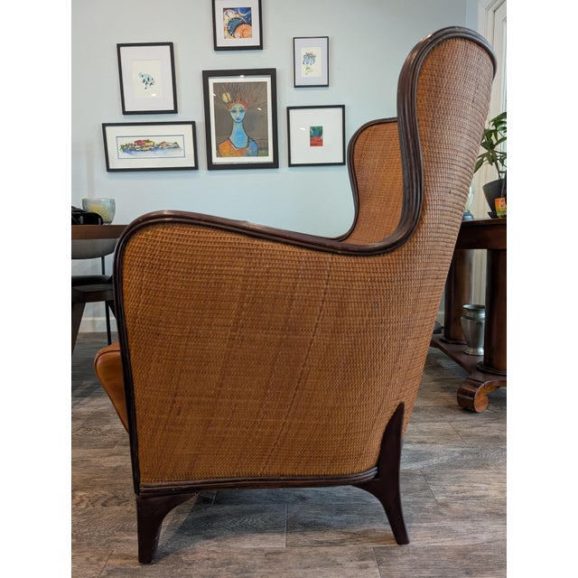 Chestnut 1970's Sculptural Mid-Century Modern Bentwood Lounge Chair With Cane Panels and Leather Seat For Sale - Image 8 of 13