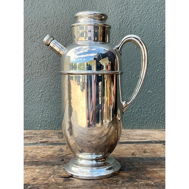 Art Deco Vintage Art Deco Silver Plate Cocktail Pitcher For Sale - Image 3 of 12