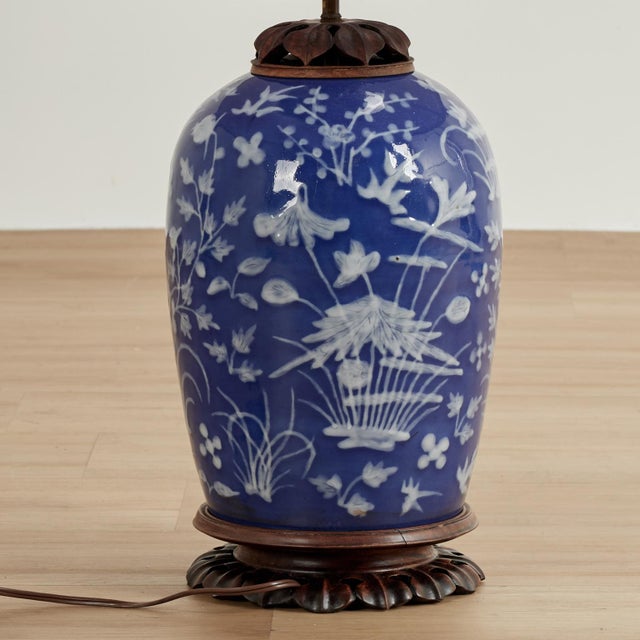 Ceramic Antique Chinese White and Blue Table Lamps For Sale - Image 7 of 9
