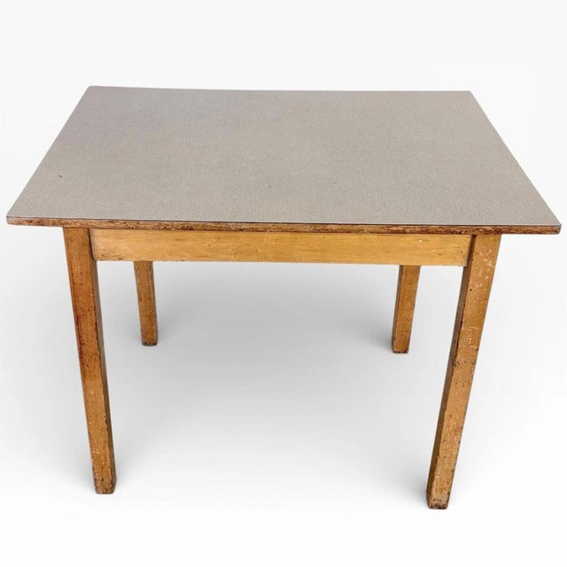 Mid-Century Dining Table with Taupe Formica Top and Wooden Legs For Sale - Image 9 of 9