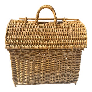 Rustic European Picnic Basket For Sale