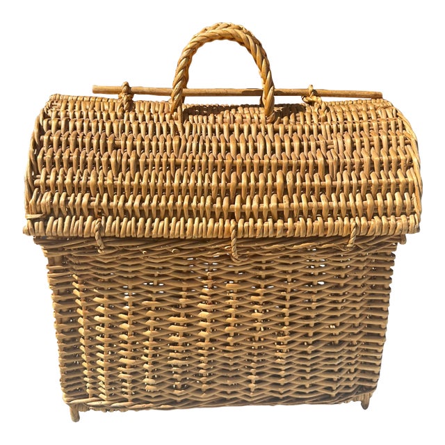 Rustic European Picnic Basket For Sale