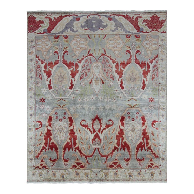 Rug & Kilim’s Classic Style Rug With Red, Blue and Gray Floral Patterns For Sale