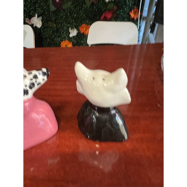 1970s Eccentric Cat and Dog Ceramic Salt and Pepper Shakers For Sale - Image 4 of 9