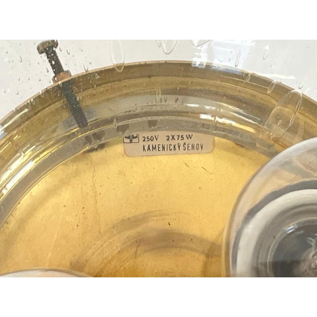 Art Glass and Brass Ceiling Light from Kamenicky Senov, 1970s For Sale - Image 6 of 10