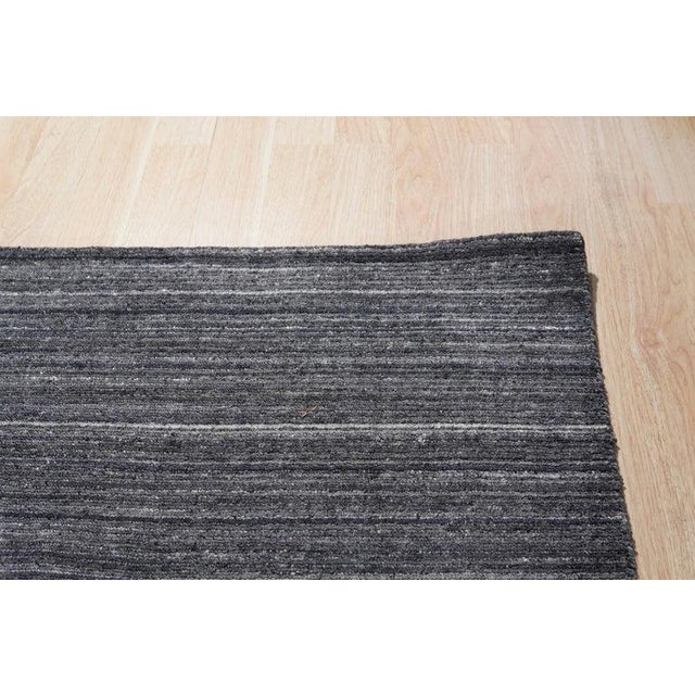 9x12 Gray Hand-Knotted Wool Striated Texture Geometric Modern Carpet Rug For Sale In New York - Image 6 of 8