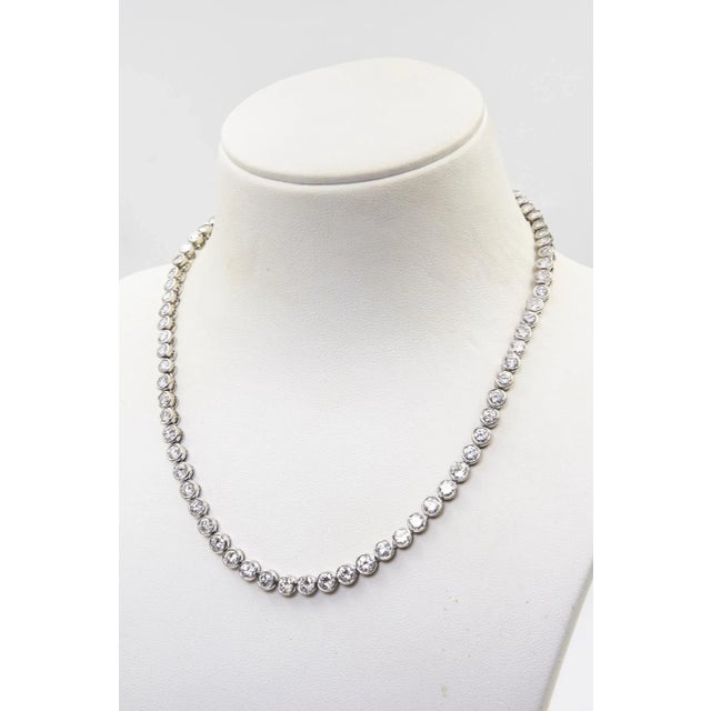 Diamond Tennis White Gold Necklace For Sale - Image 4 of 12