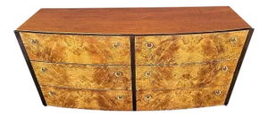 Vintage Mid Century Modern Hickory White Briar Burl Wood Dresser