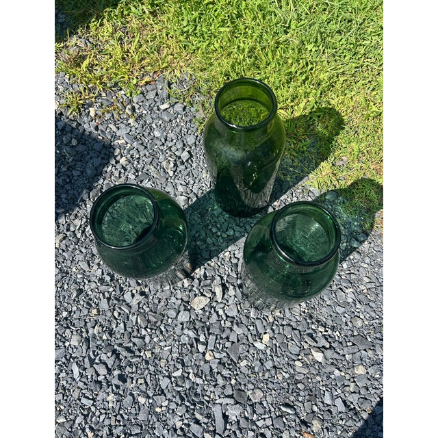 Antique Green Large German Pickling Jars -Set of 3 For Sale - Image 11 of 12