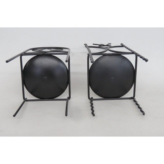 Metal Candle Holders Pair of 2 Decorative Chair Wire Design Black Finish 5037b For Sale - Image 12 of 14
