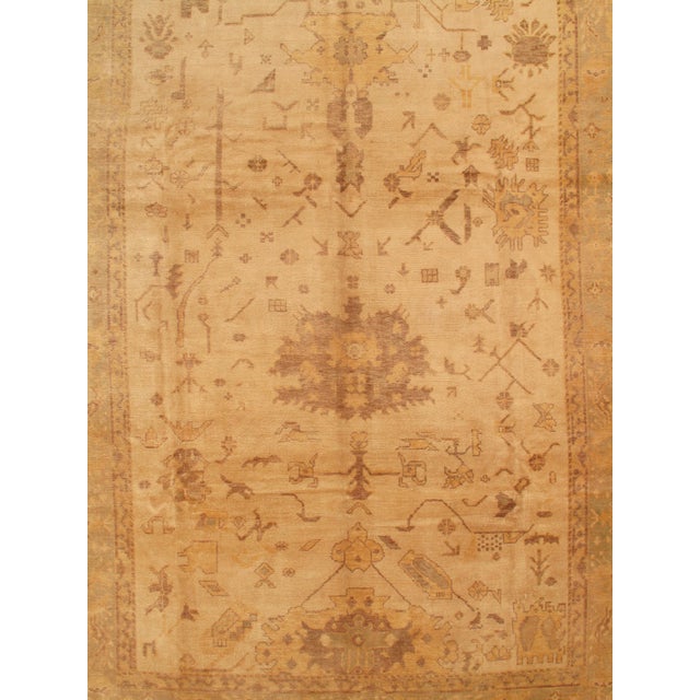 Vintage Oushak Carpet, Oriental Rug, Handmade, Ivory, Gray, Saffron, Yellow For Sale - Image 9 of 12