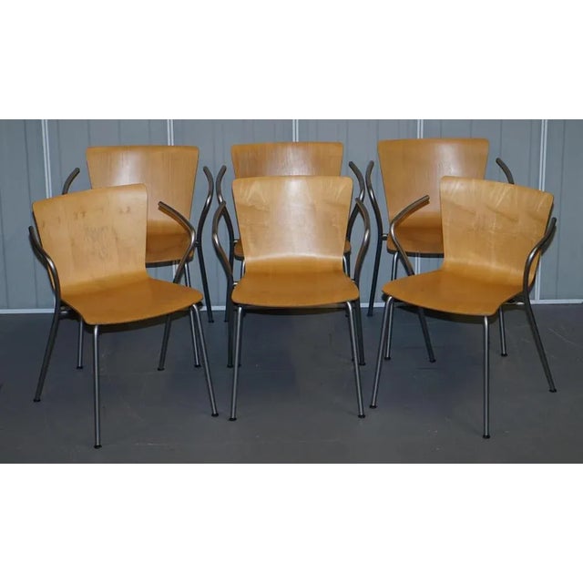 Fritz Hansen Vintage Bentwood Stacking Armchairs by Vico Magistretti for Fritz Hansen, Set of 6 For Sale - Image 4 of 18
