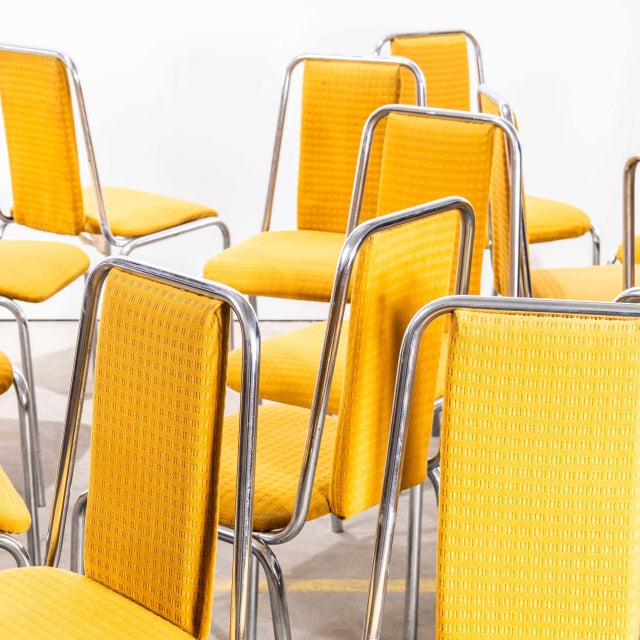 Mustard Yellow Stacking Dining Chairs with Chrome Frame, 1980s, Set of 14 For Sale - Image 4 of 11
