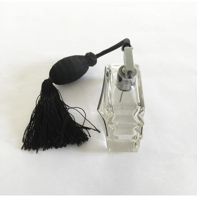 Italian Art Deco Glass Perfume Sprayer with Black Silk Air Pump, 1930 For Sale - Image 6 of 16