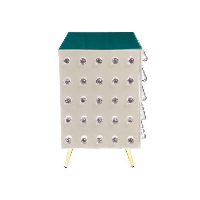 Contemporary Petrol Blue and Ivory Murano Glass Bar Cabinets with Brass from Justfurnituress SRL, Set of 2 For Sale - Image 3 of 8