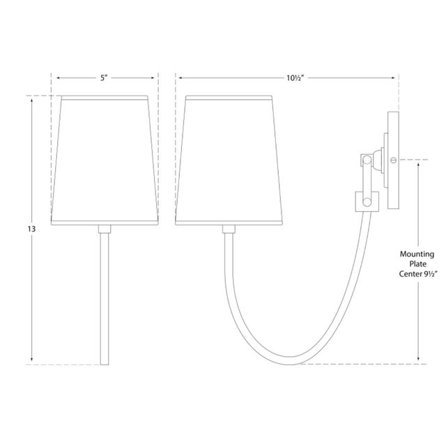 Reed Single Sconce in Bronze with Linen Shade Designer: Thomas O'Brien Finish: Bronze Height: 13" Width: 5" Extension:...