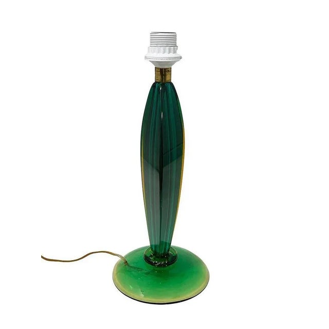 Flavio Poli Italian Glass table lamp, Italy 1960s A hand-blown lamp on a round glass base, designed by Flavio Poli for...