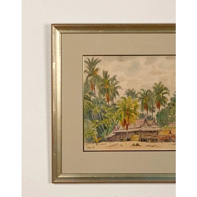 Asian Southeast Asian Watercolor on Silk, Circa 1920 For Sale - Image 3 of 6