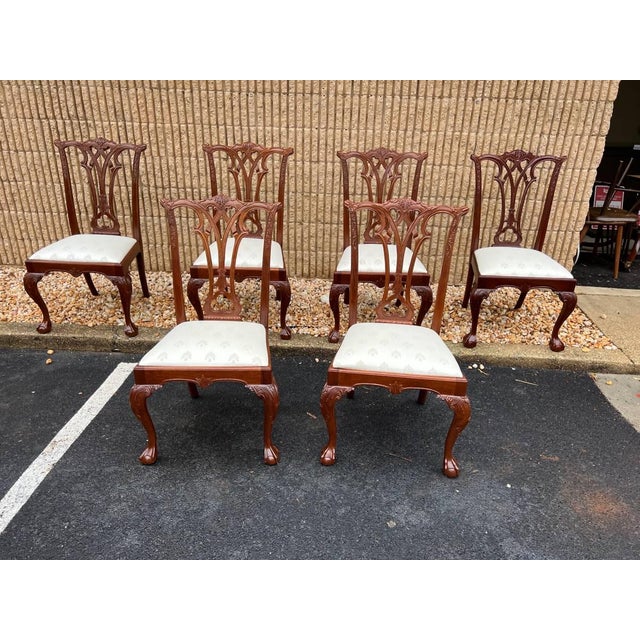 Vintage American Drew Chippendale Style Dining Chairs- Set of 6 For Sale - Image 12 of 12