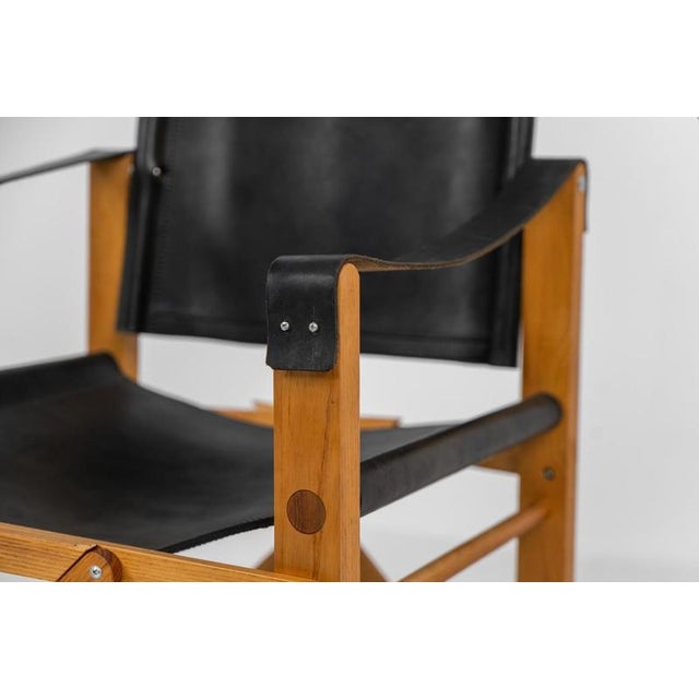 Oak & Leather Safari Chair For Sale - Image 6 of 10
