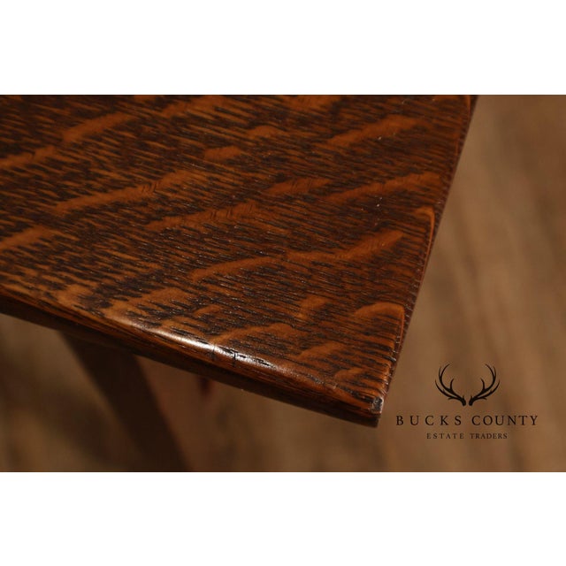 Antique Stickley Brothers Arts & Crafts Oak Side Table With Cane Panels For Sale - Image 18 of 18
