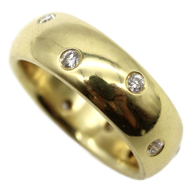 1990s 18k Gold Diamond Etoile Donut Band, Size 8 For Sale