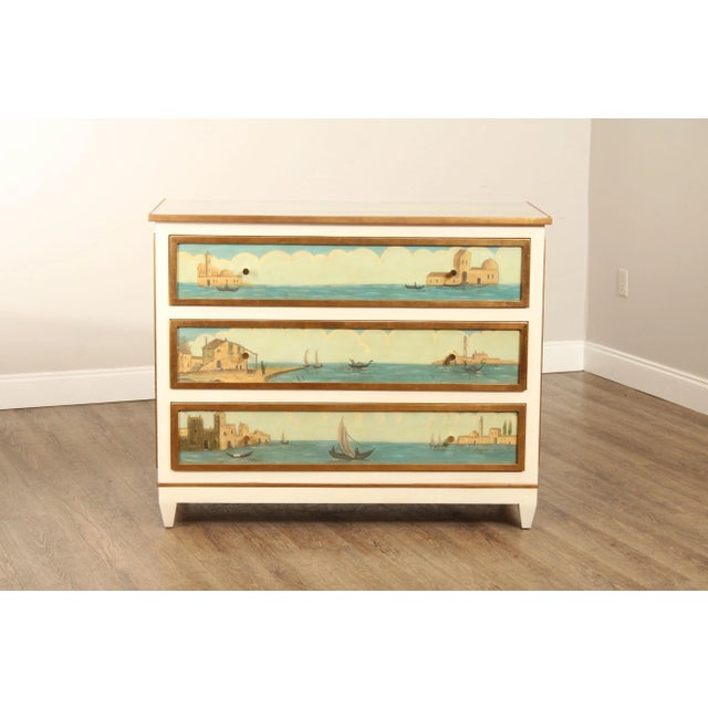 Modern History Hand Painted Venetian Three Drawer Chest Commode For Sale - Image 10 of 12