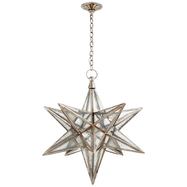 Moravian Large Star Lantern in Burnished Silver Leaf with Antique Mirror Designer: Chapman & Myers Canopy: 6" Round...