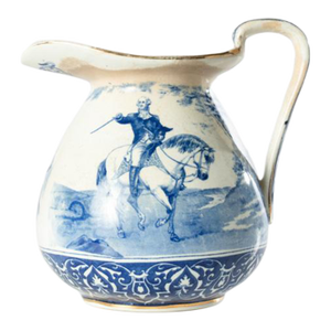 Antique Buffalo Pottery Blue and White Geroge Washington Mount Vernon Transferware Pitcher