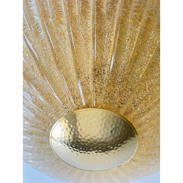 Venetian lively amber ”graniglia" Murano glass flush mount Traditional venetian slab working of Murano glass with italian...