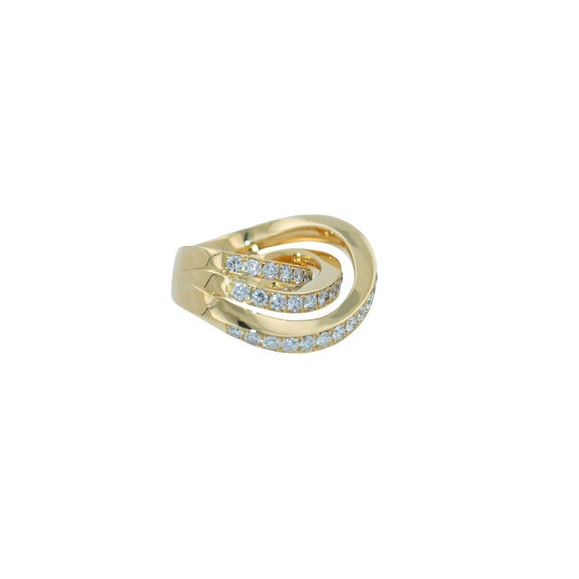 Diamond Channel Geometric Wave Curve Statement Unique 18 Karat Yellow Gold Ring, Size 6 For Sale - Image 11 of 18