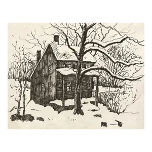 1960s Norman Kent Winter Landscape Drawing