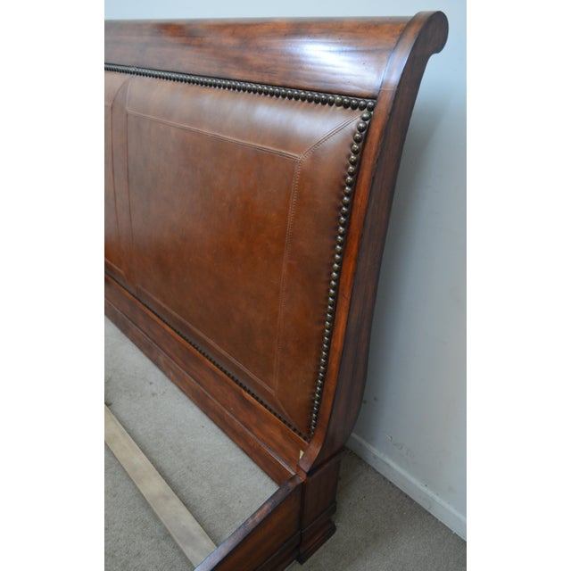 Henredon Henredon Leather Sleigh King Bed For Sale - Image 4 of 16