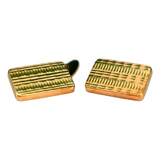 Gold Cufflinks with Reliefs, Set of 2 For Sale