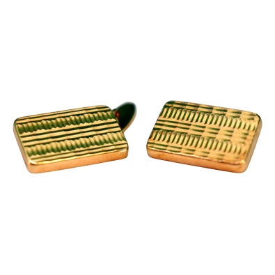 Gold Cufflinks with Reliefs, Set of 2 For Sale