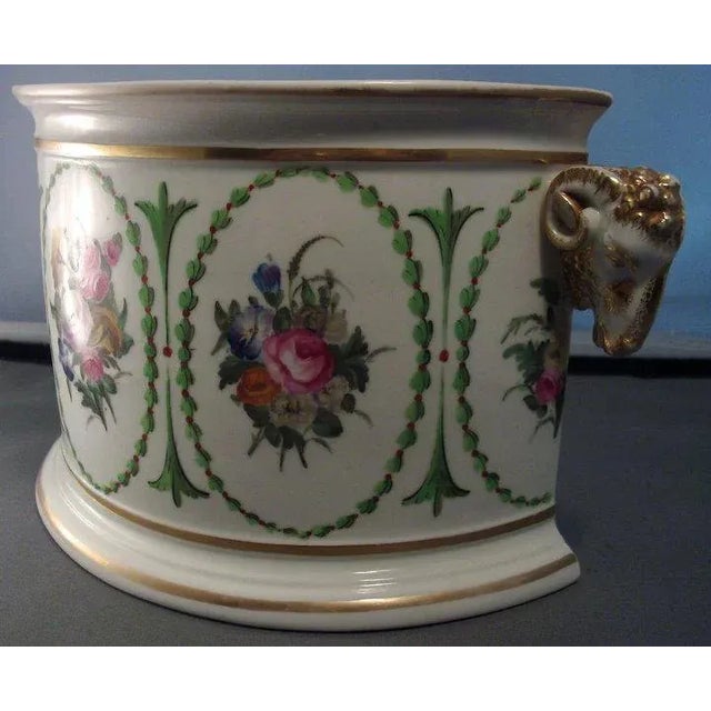 Traditional Early 19th Century Derby Porcelain Ram's Head Handle Bough Pot Vase For Sale - Image 3 of 8
