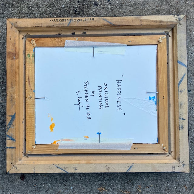 Contemporary Original Stephen Heigh Abstract Painting “Happiness “ Vintage Frame For Sale - Image 4 of 4